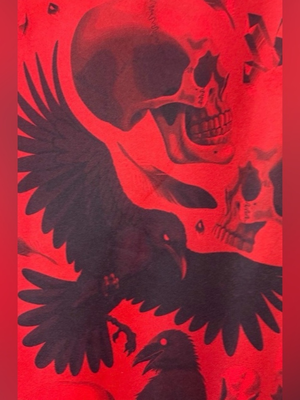Constantly Varied Gear CVG Red Black Skull Raven Cropped Leggings NWOT L